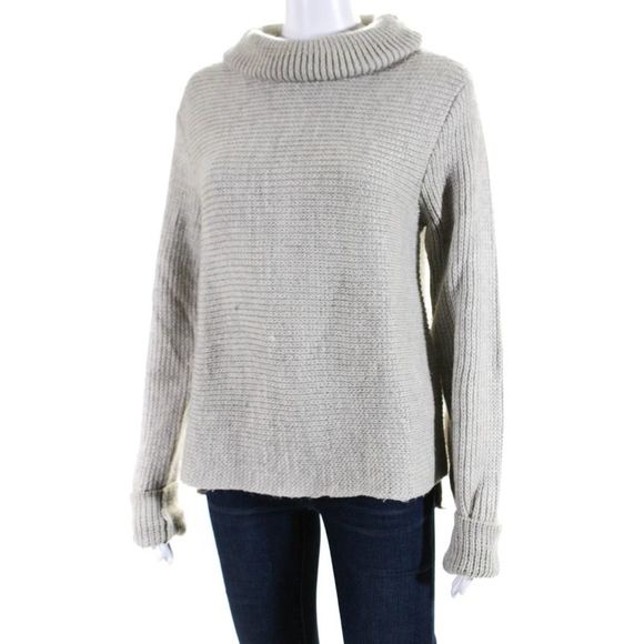 T Alexander Wang Womens Long Sleeve Turtleneck Sweater Gray Wool Size Large - Picture 2 of 6